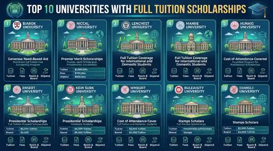 Top 10 Universities With Full Tuition Scholarships